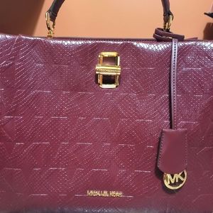 Michael kors top handle satchel large merlot